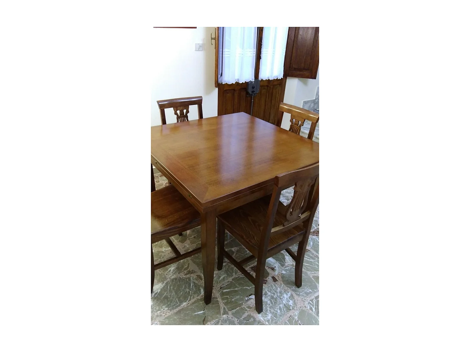 MOBILI 2G - TAVOLO IN LEGNO GAMBA SCIABOLA 100X100 FINITURA BASSANO (490)