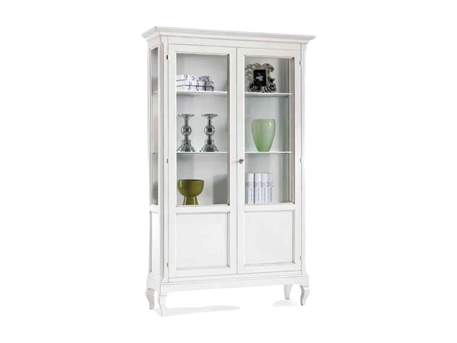 MOBILI 2G - VETRINA ARTE POVERA 2 ANTE IN LEGNO BIANCO L.126 P.44 H.207 (1423)