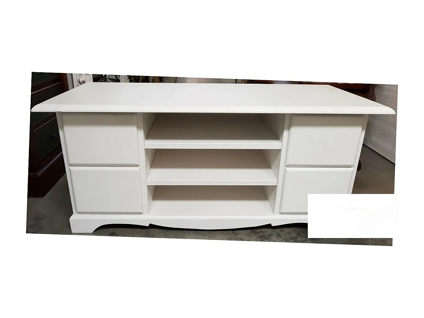 MOBILI 2G - PORTA TV 4 CASSETTI IN LEGNO SHABBY BIANCO 117x49x53 (1536)