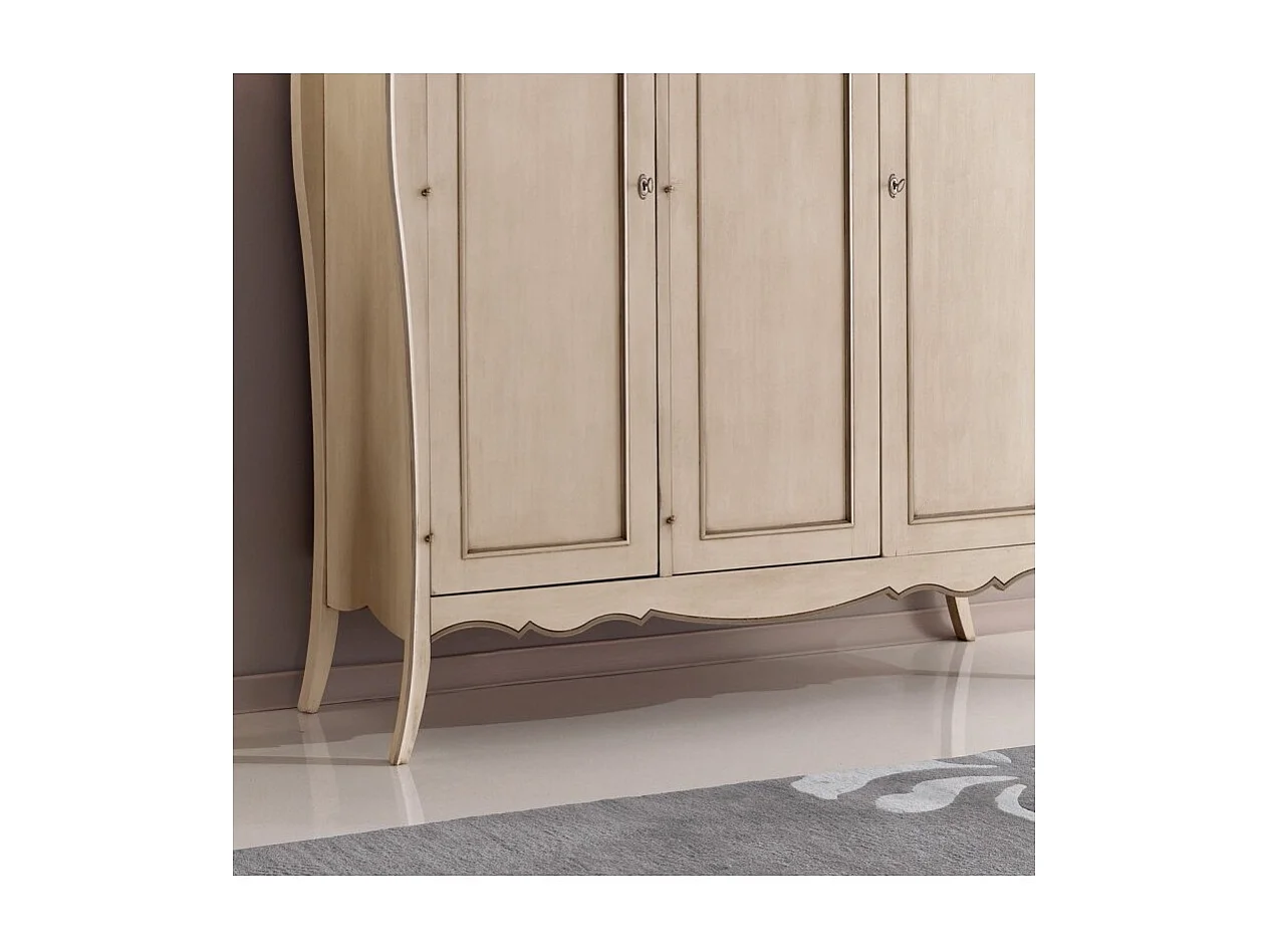 MOBILI 2G - Armadio sagomato 4 porte in legno avorio tortora L.235x P.64 H.212 (688)