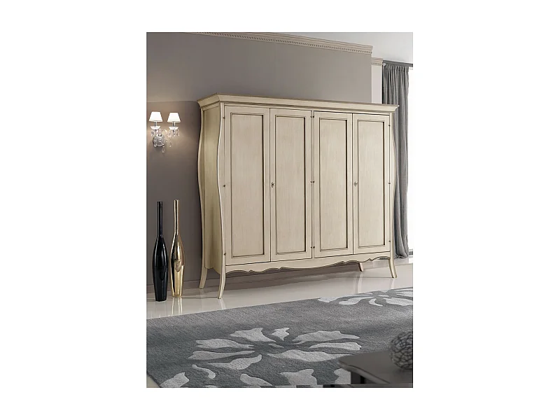 MOBILI 2G - Armadio sagomato 4 porte in legno avorio tortora L.235x P.64 H.212 (688)