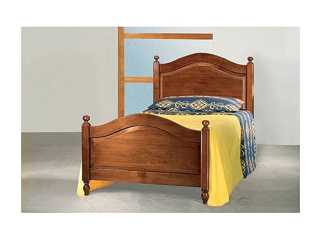 MOBILI 2G - Letto singolo classico legno tinta noce L 100 H 111 P 212 (6127)