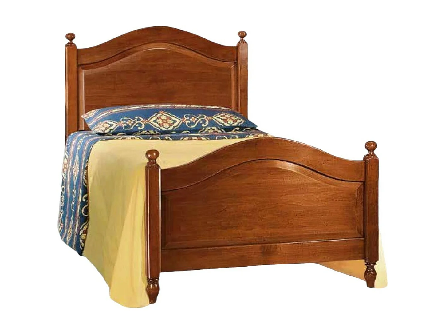 MOBILI 2G - Letto singolo classico legno tinta noce L 100 H 111 P 212 (6127)