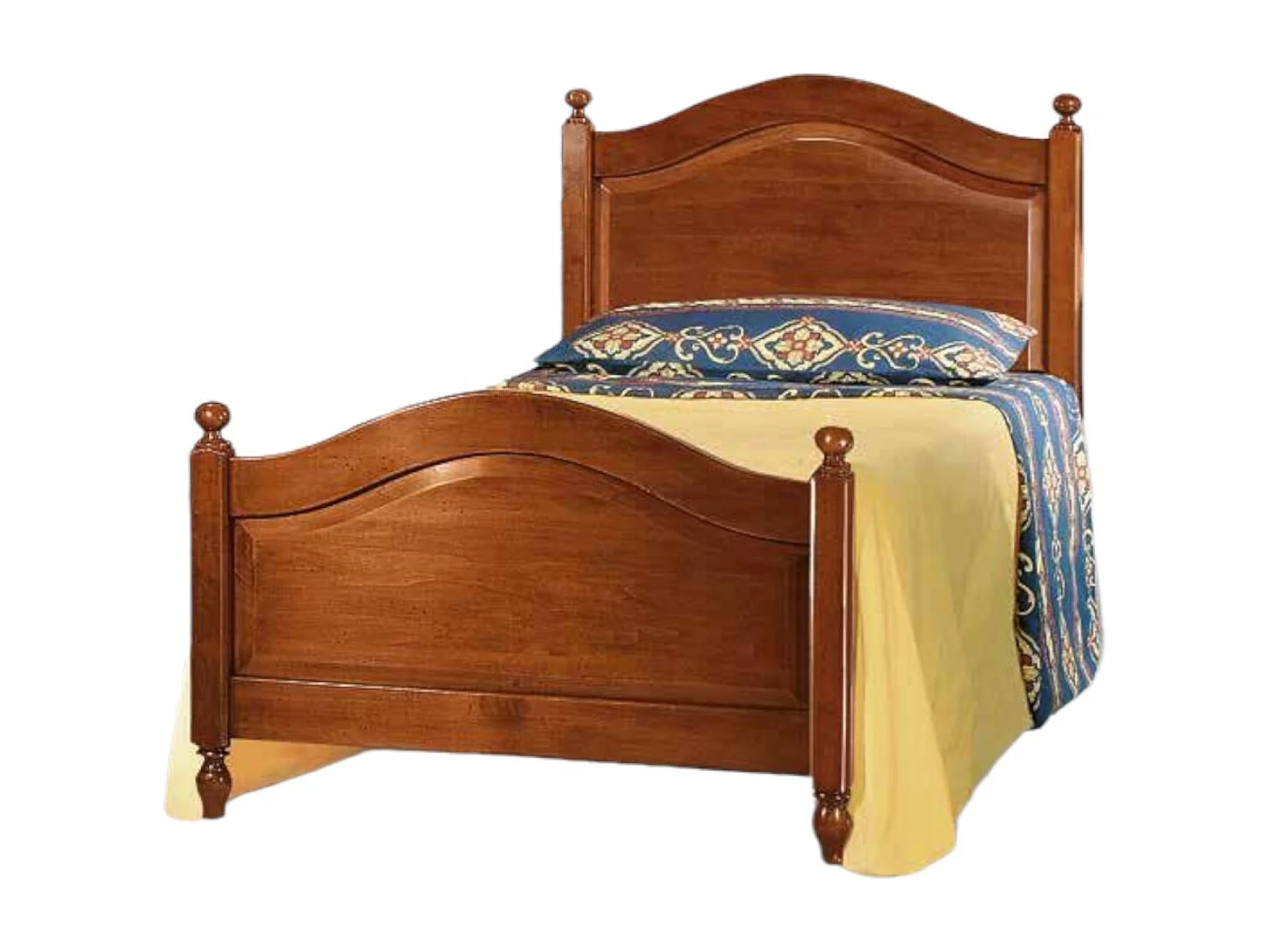 MOBILI 2G - Letto singolo classico legno tinta noce L 100 H 111 P 212 (6127)