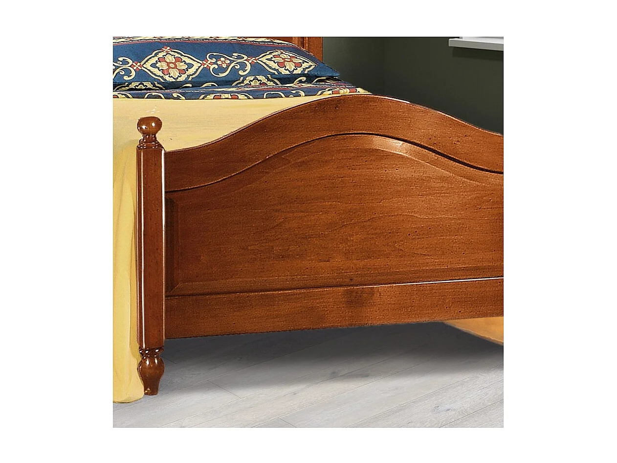 MOBILI 2G - Letto singolo classico legno tinta noce L 100 H 111 P 212 (6127)