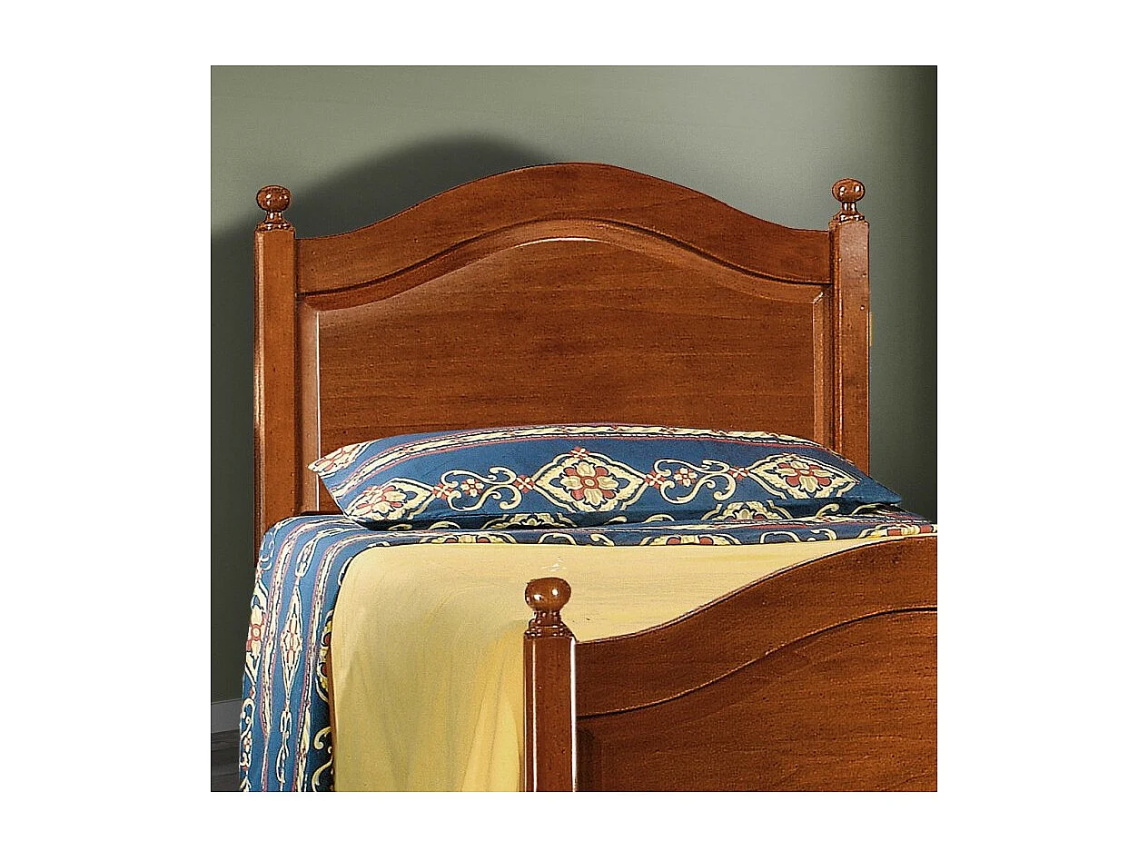 MOBILI 2G - Letto singolo classico legno tinta noce L 100 H 111 P 212 (6127)