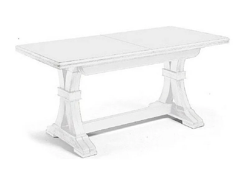 MOBILI 2G - Tavolo classico rettangolare legno allungabile bianco 180x100 (741)