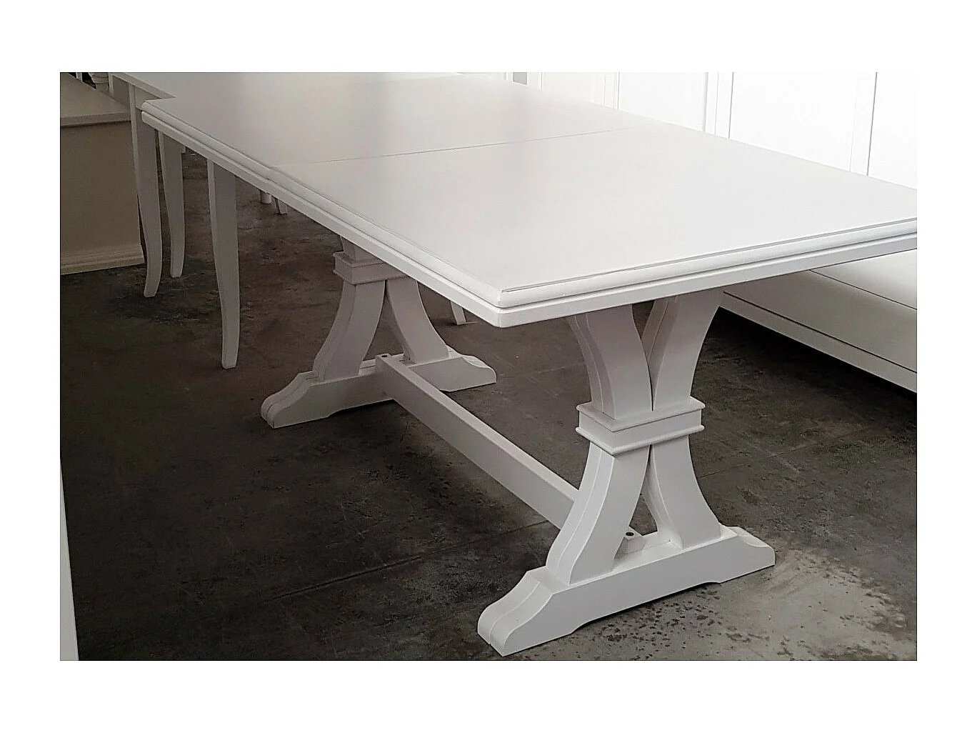 MOBILI 2G - Tavolo classico rettangolare legno allungabile bianco 180x100 (741)