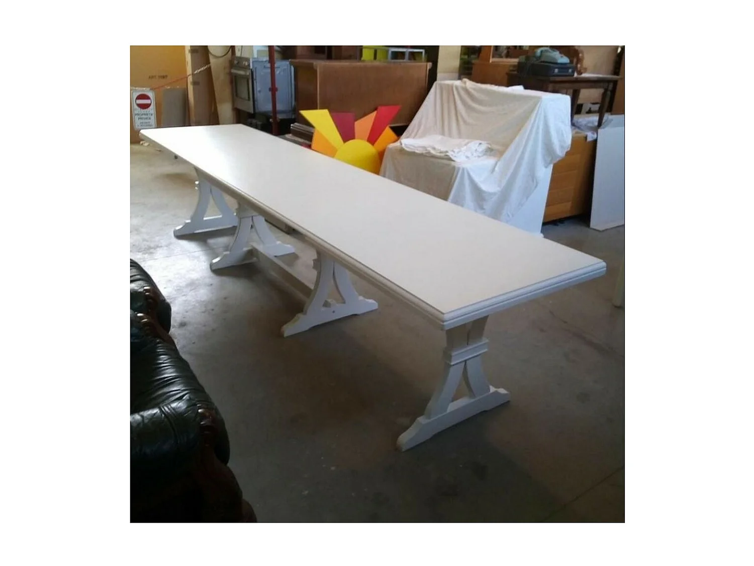 MOBILI 2G - Tavolo classico rettangolare legno allungabile bianco 180x100 (741)