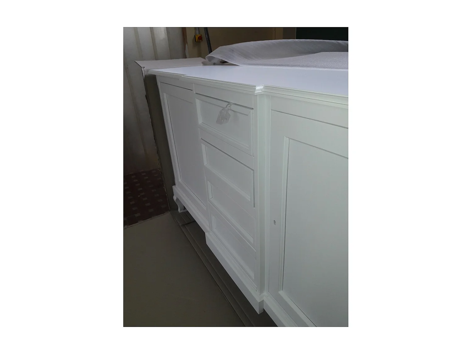 MOBILI 2G - Madia Credenza legno 2 Porte 4 Cassetti bianco 201 x 52 H 113 (1422)