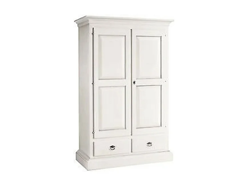 MOBILI 2G - Armadio 2 ante in legno arte povera bianco shabby 125X61X200 (1246)