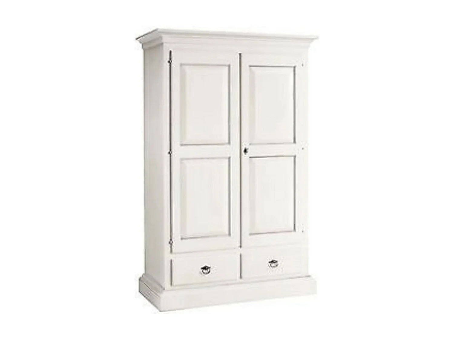 MOBILI 2G - Armadio 2 ante in legno arte povera bianco shabby 125X61X200 (1246)