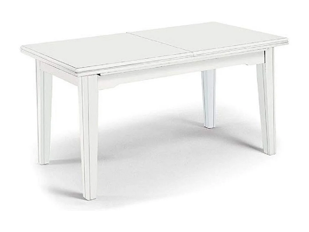MOBILI 2G - Tavolo classico rettangolare allungabile in legno 180x85 bianco (743)