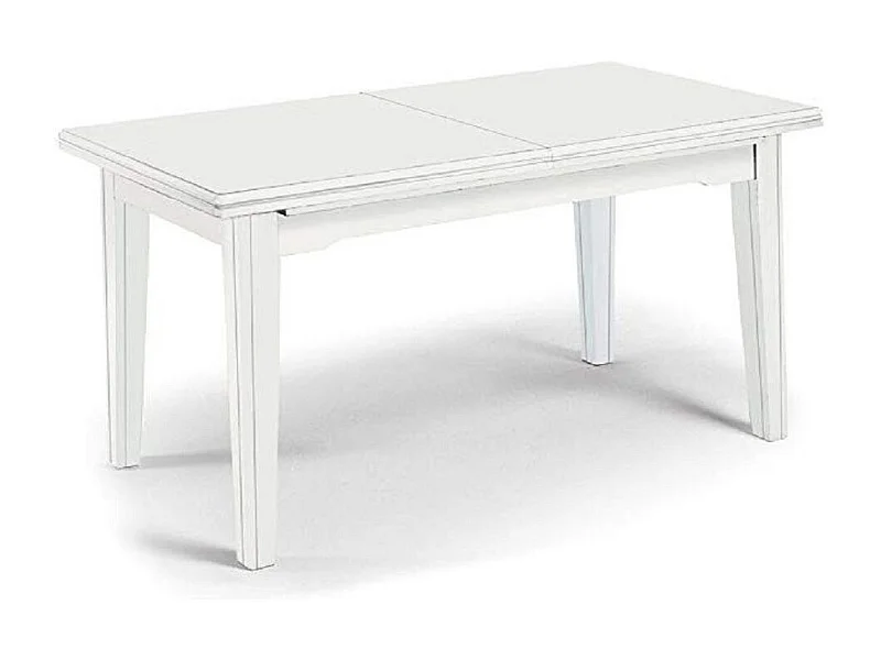 MOBILI 2G - Tavolo classico rettangolare allungabile in legno 180x85 bianco (743)