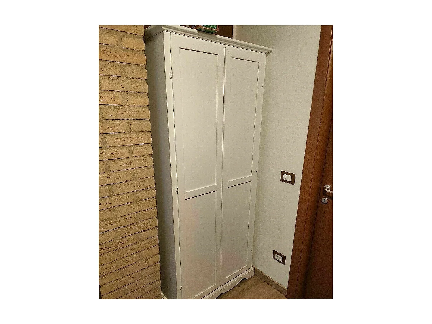 MOBILI 2G - ARMADIO STIPO IN LEGNO BIANCO ARTE POVERA 87x40x192H (1520)