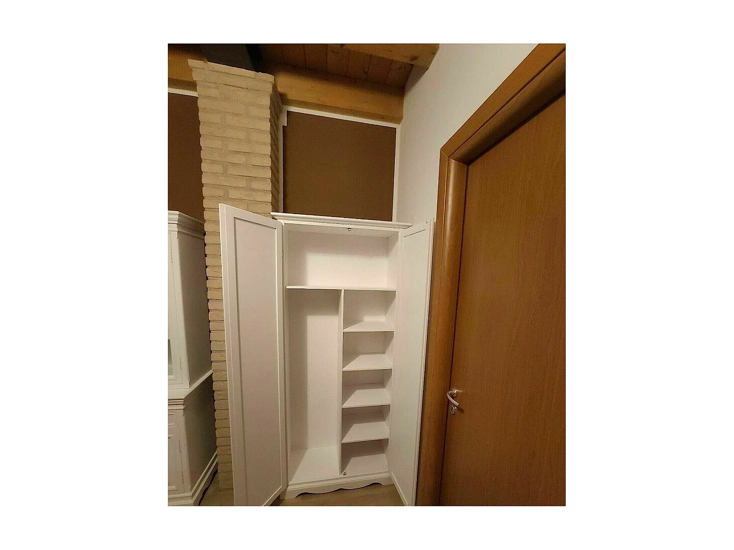 MOBILI 2G - ARMADIO STIPO IN LEGNO BIANCO ARTE POVERA 87x40x192H (1520)