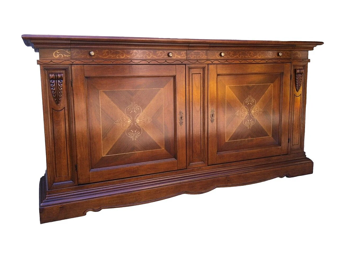 MOBILI 2G - MADIA CREDENZA 2 PORTE IN LEGNO ARTE POVERA TINTA BASSANO L.213 P.55 H.115 (487)