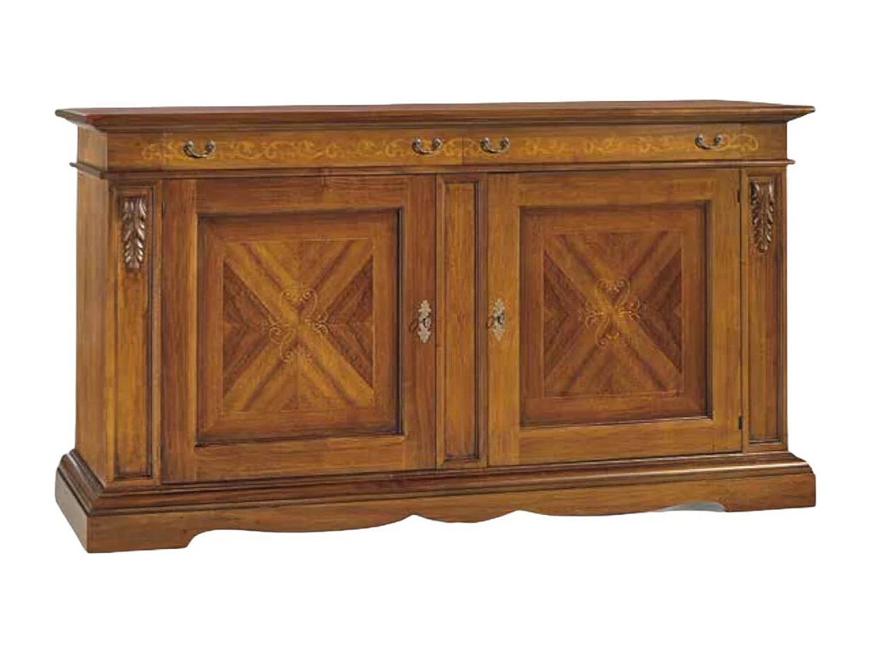 MOBILI 2G - MADIA CREDENZA 2 PORTE IN LEGNO ARTE POVERA TINTA BASSANO L.213 P.55 H.115 (487)