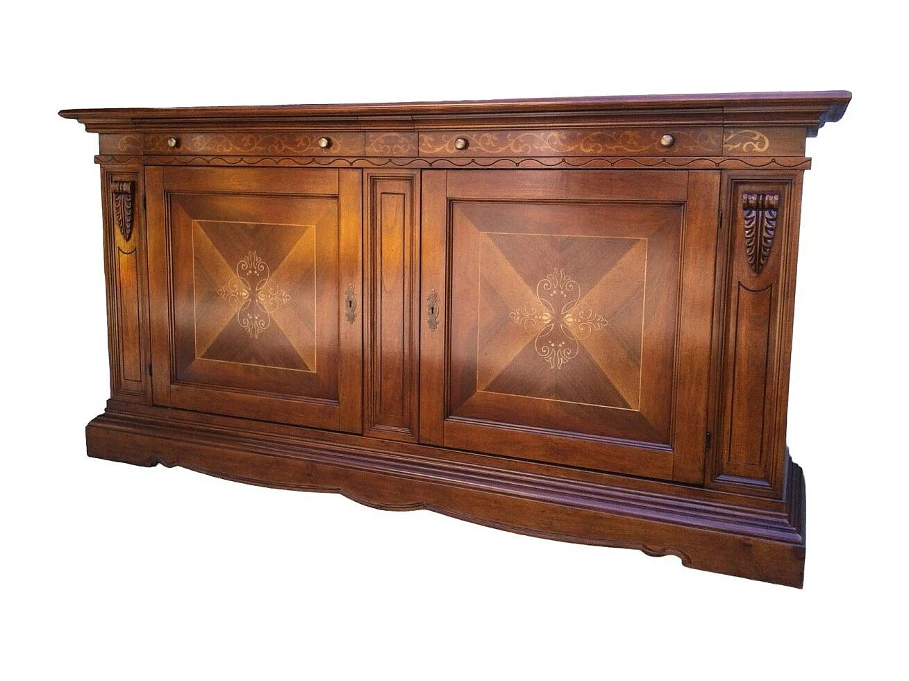 MOBILI 2G - MADIA CREDENZA 2 PORTE IN LEGNO ARTE POVERA TINTA BASSANO L.213 P.55 H.115 (487)