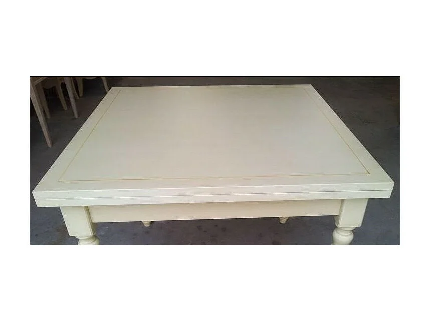 MOBILI 2G - TAVOLO A LIBRO IN LEGNO LACCATO AVORIO-OCRA  L.100 P.100 H.80 (1303)