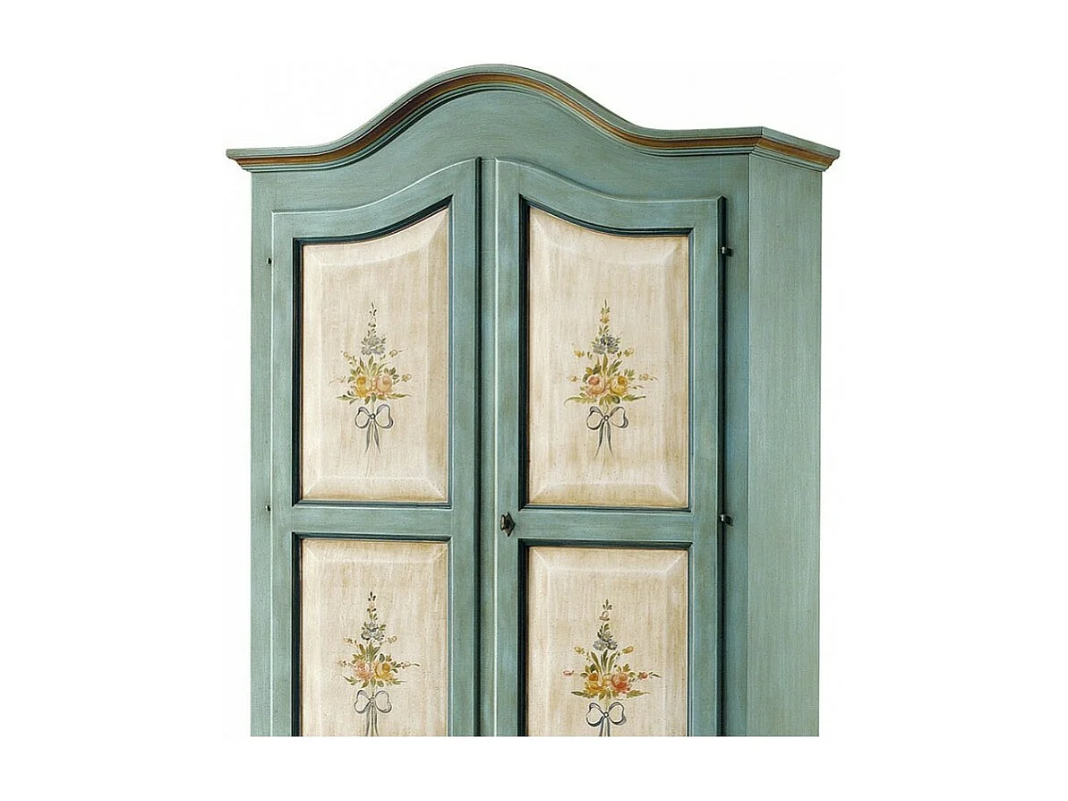 MOBILI 2G - ARMADIO CLASSICO IN LEGNO BICOLORE AZZURRO E DECORI L.122 P.60 H.200 (1315)