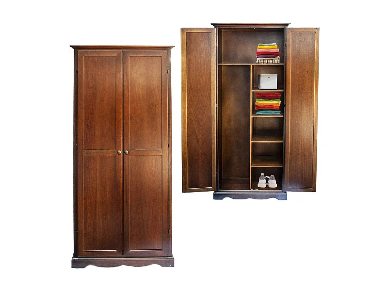 MOBILI 2G - ARMADIO STIPO IN LEGNO NOCE SCURO ARTE POVERA  87x40x192 (520)