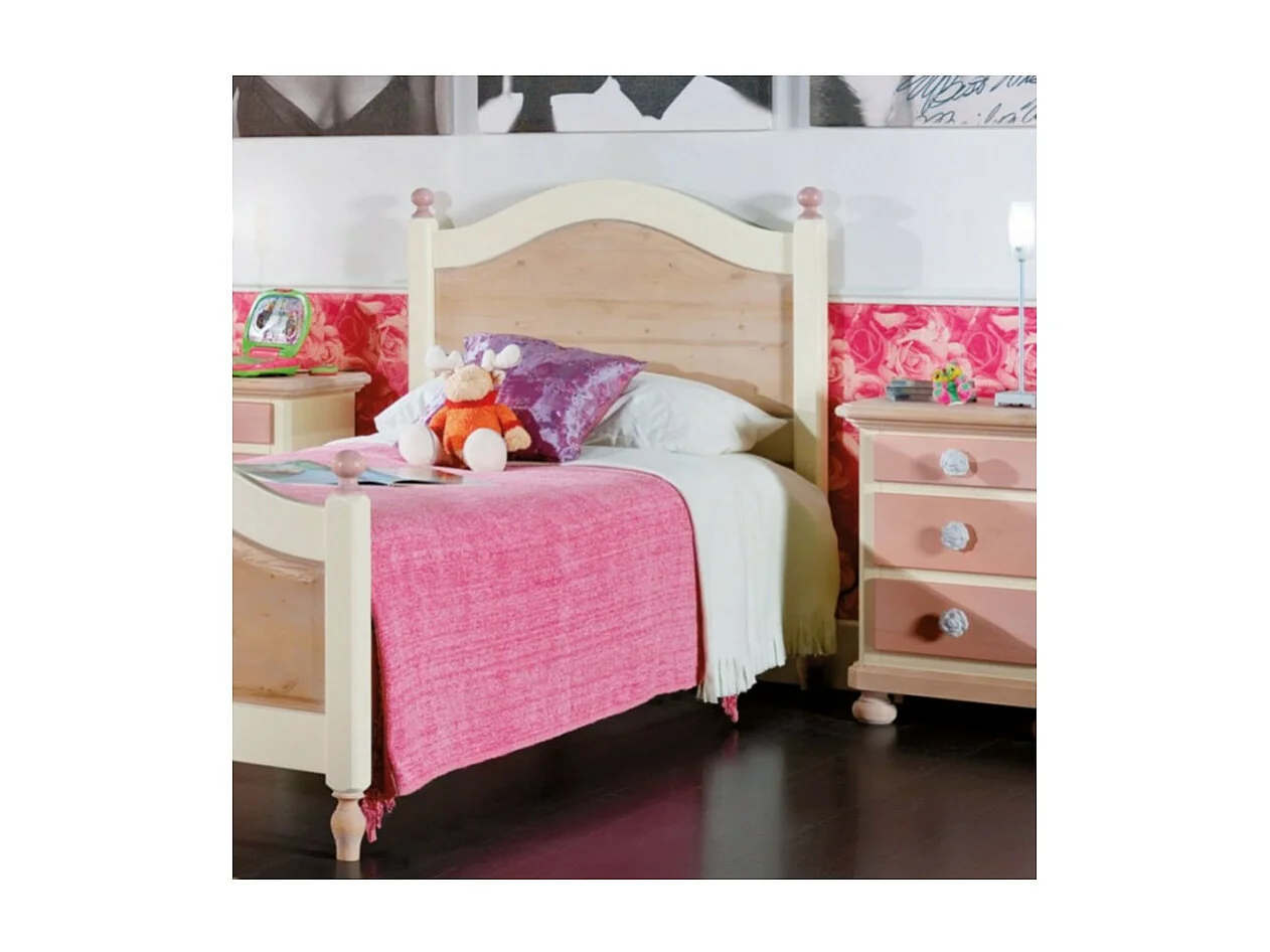 MOBILI 2G - CAMERETTA DA LETTO SINGOLO LEGNO MASSELLO COLORE ROSA