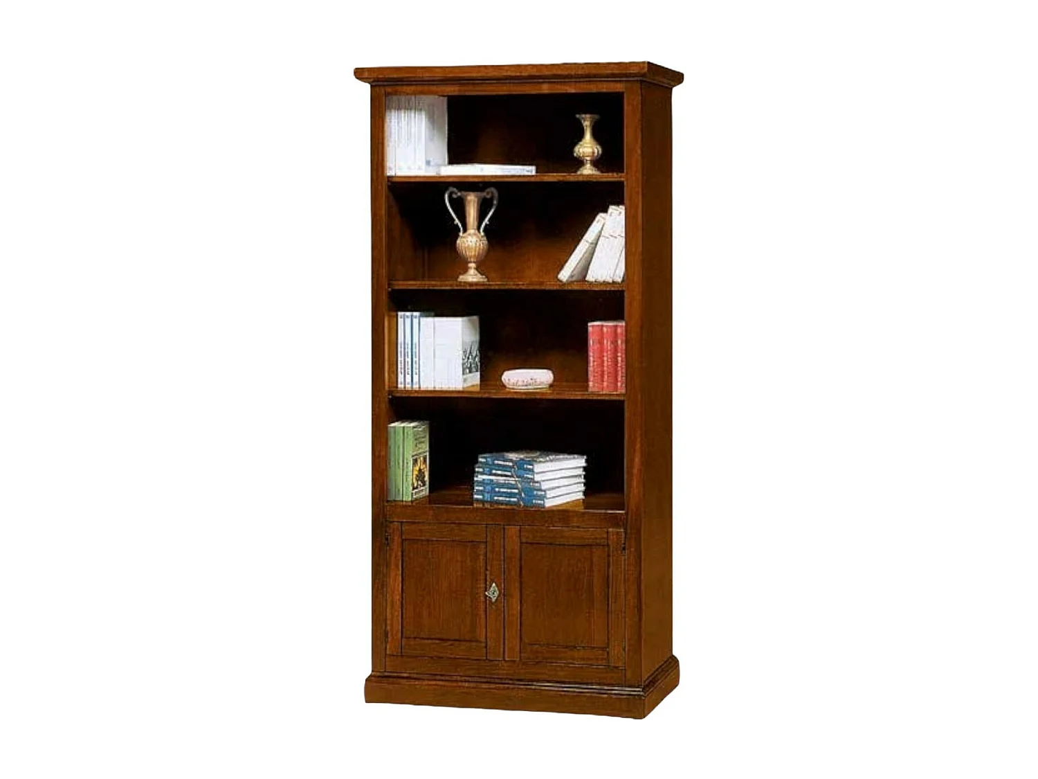 MOBILI 2G - LIBRERIA ARTE POVERA 2 ANTE IN LEGNO TINTA NOCE 90X41X186 (386)