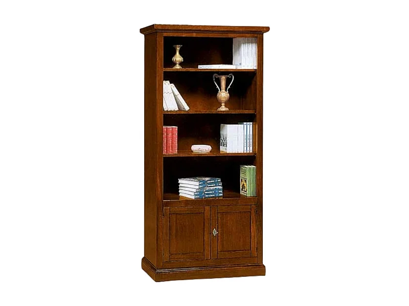 MOBILI 2G - LIBRERIA ARTE POVERA 2 ANTE IN LEGNO TINTA NOCE 90X41X186 (386)