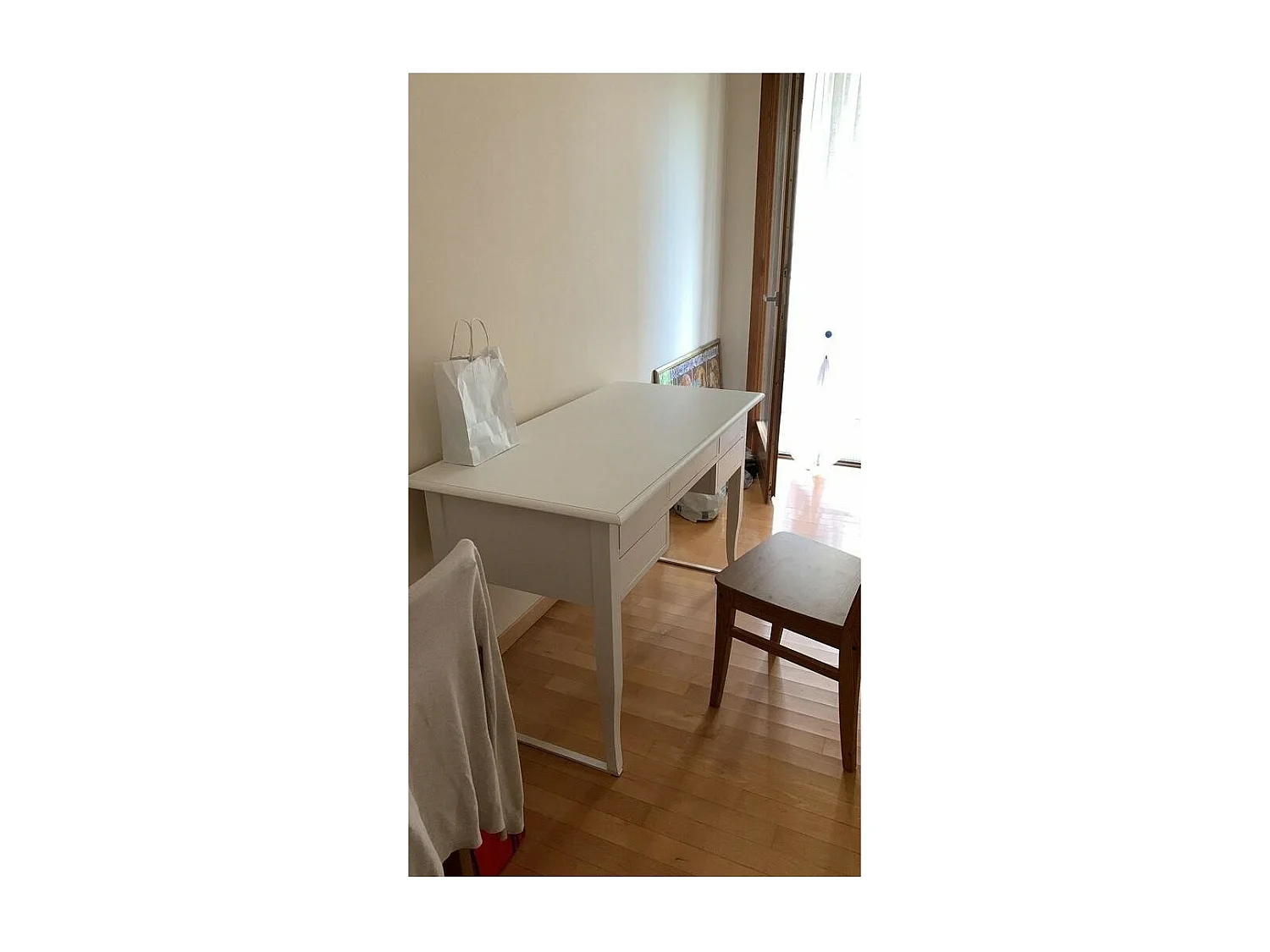 MOBILI 2G - SCRIVANIA ARTE POVERA 5 CASSETTI LEGNO BIANCO 150x65x81 (1110)