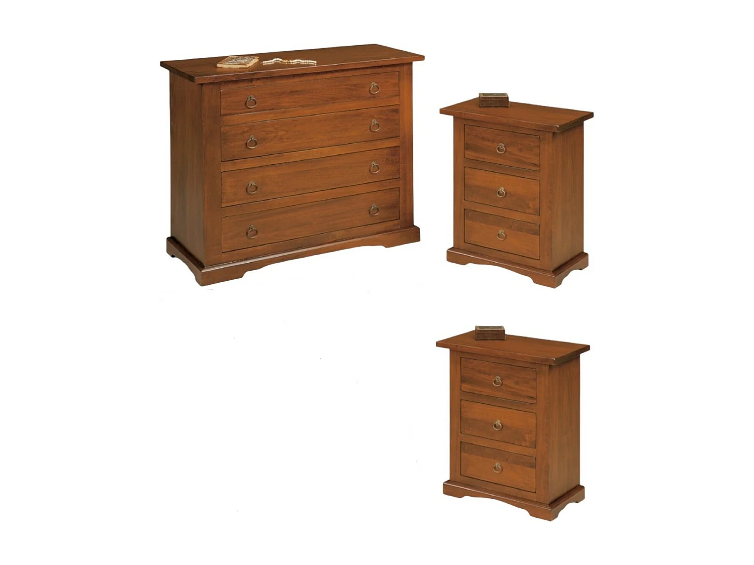 MOBILI 2G - GRUPPO COMO' E 2 COMODINI ARTE POVERA TINTA NOCE (176)