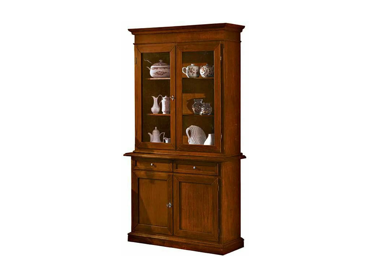 MOBILI 2G - Cristalliera in legno noce arte povera tinta noce 103x42x206 (383)