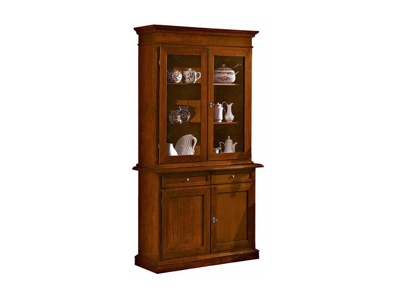 MOBILI 2G - Cristalliera in legno noce arte povera tinta noce 103x42x206 (383)