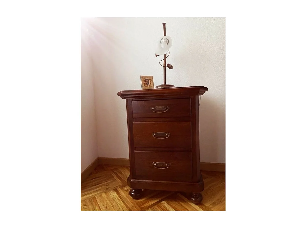 MOBILI 2G - Gruppo 1 Cassettiera 2 Comodini legno arte povera tinta noce