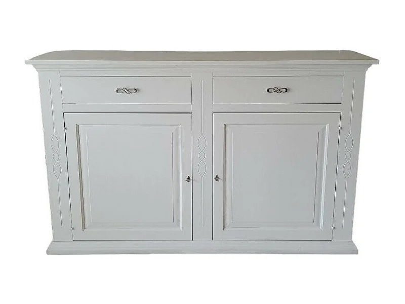 MOBILI 2G - Credenza madia 2 porte legno shabby bianco 177x48x110 (1596)