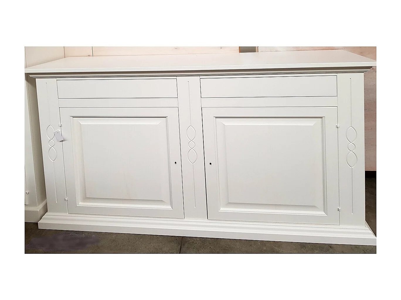 MOBILI 2G - Credenza madia 2 porte legno shabby bianco 177x48x110 (1596)