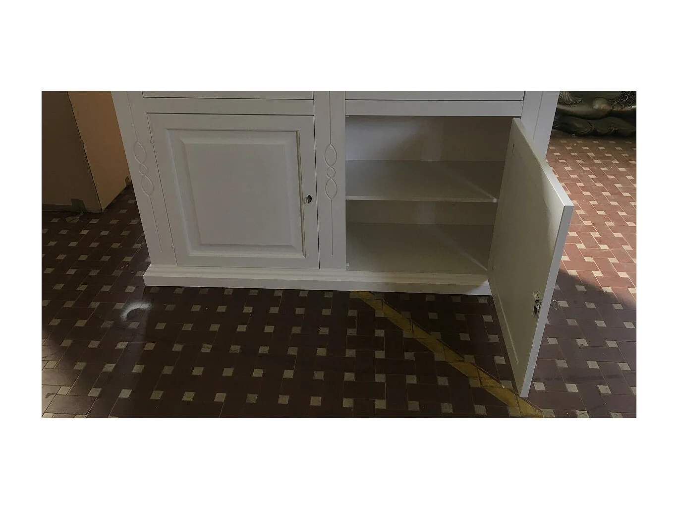 MOBILI 2G - Credenza madia 2 porte legno shabby bianco 177x48x110 (1596)