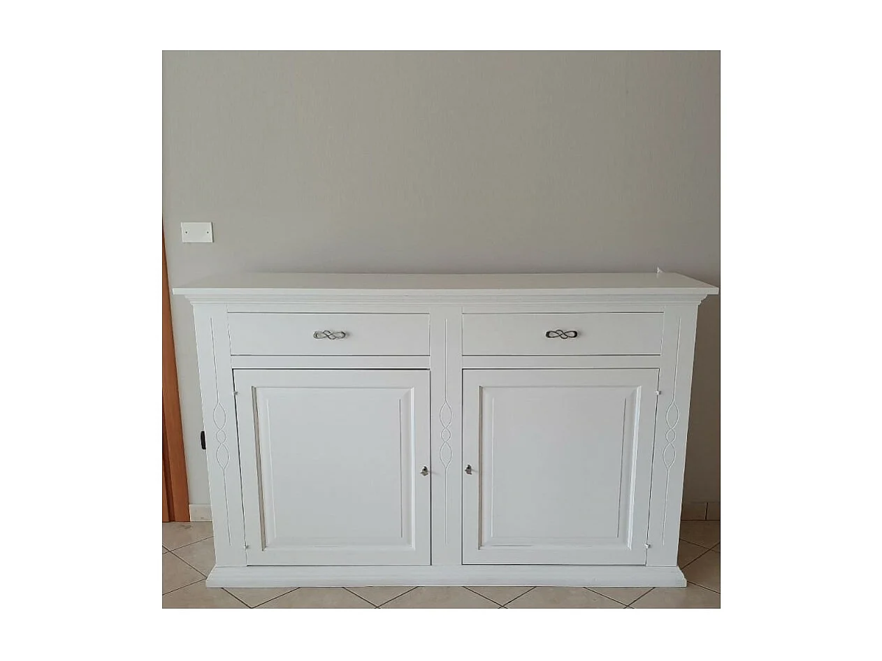 MOBILI 2G - Credenza madia 2 porte legno shabby bianco 177x48x110 (1596)