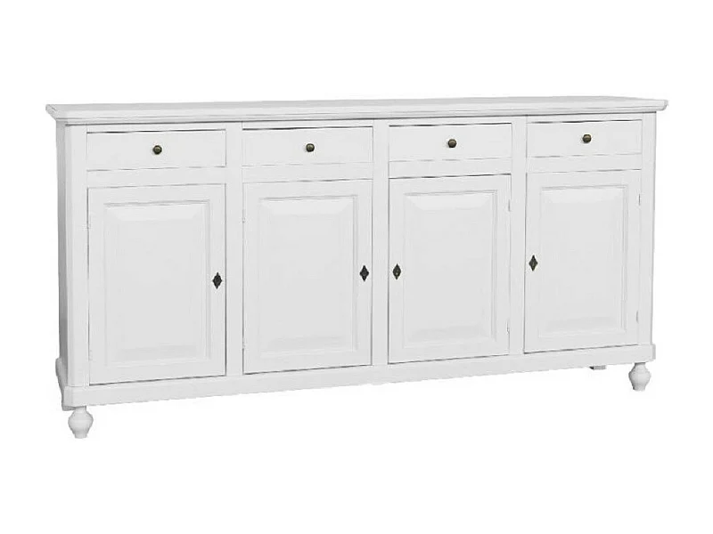 MOBILI 2G - MADIA CREDENZA ARTE POVERA 4 ANTE LEGNO BIANCO 196X43X98H (737)