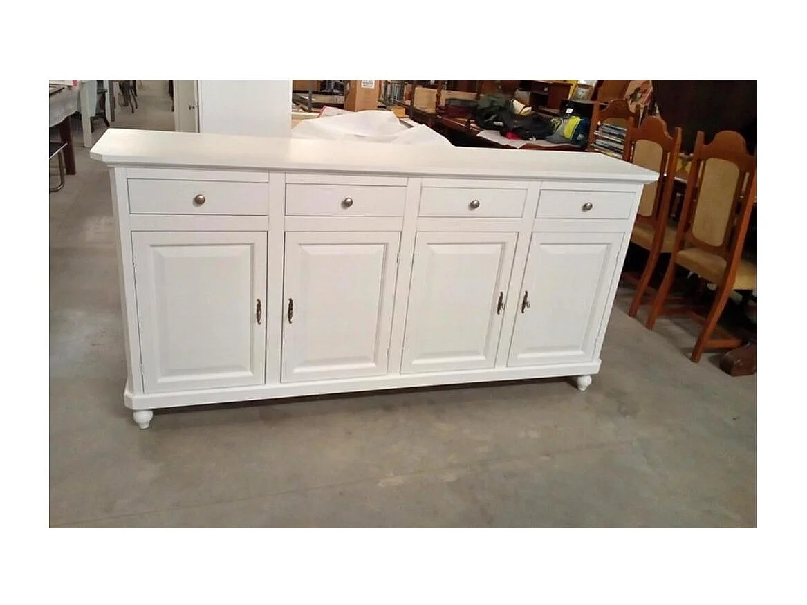 MOBILI 2G - MADIA CREDENZA ARTE POVERA 4 ANTE LEGNO BIANCO 196X43X98H (737)