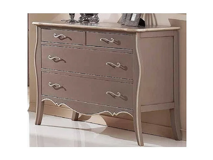 MOBILI 2G - COMO' 4 CASSETTI TORTORA ANTICATO CON PROFILI AVORIO MISURE L.116 P.54 H.91 (1479)