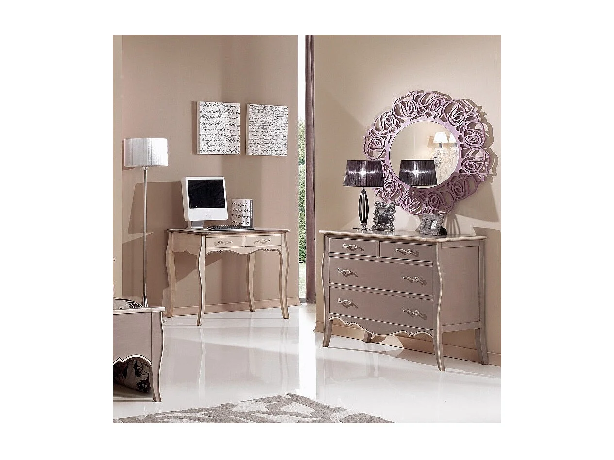 MOBILI 2G - COMO' 4 CASSETTI TORTORA ANTICATO CON PROFILI AVORIO MISURE L.116 P.54 H.91 (1479)