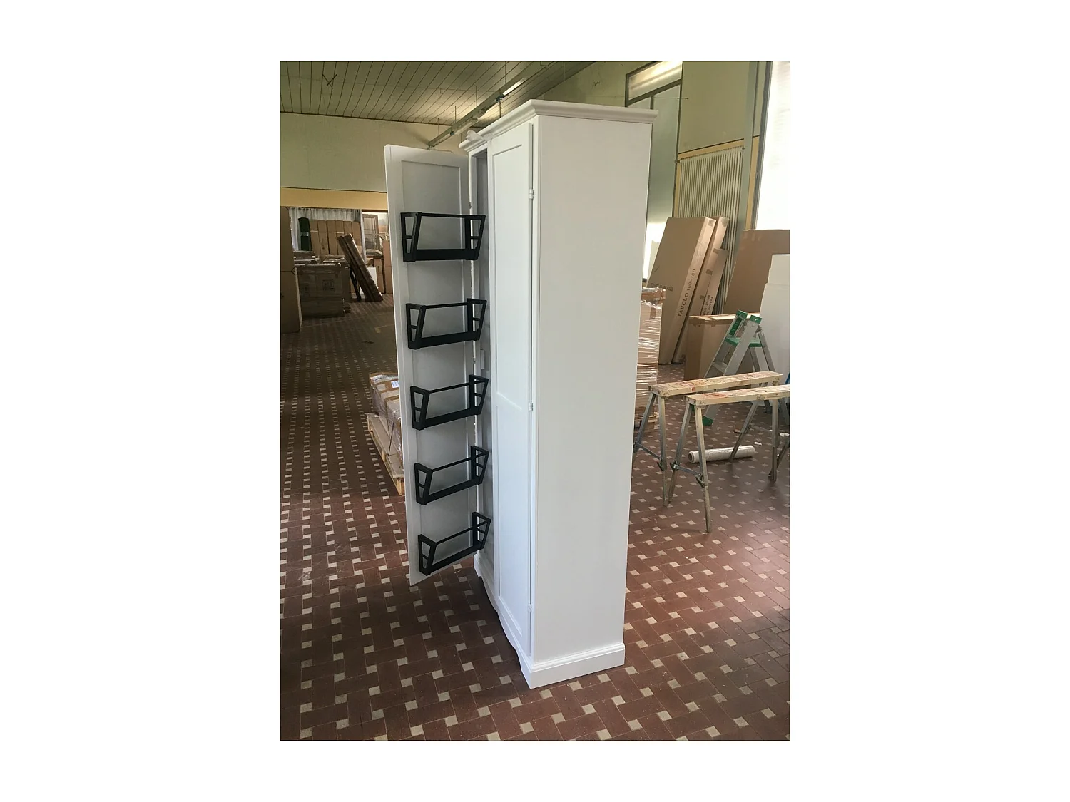 MOBILI 2G - ARMADIO PORTA SCARPE IN LEGNO BIANCO LACCATO cm 87x40x192H (1521)