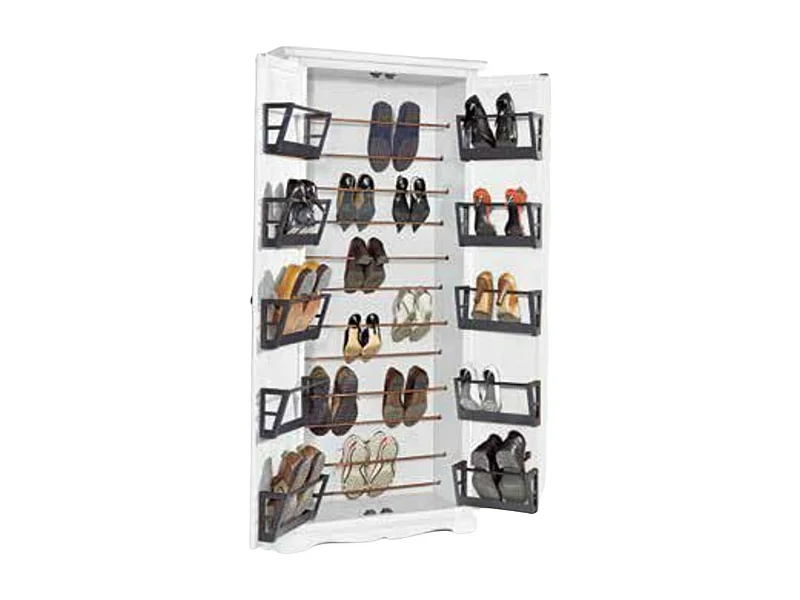 MOBILI 2G - ARMADIO PORTA SCARPE IN LEGNO BIANCO LACCATO cm 87x40x192H (1521)