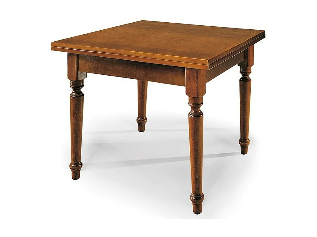 MOBILI 2G - TAVOLO NOCE GAMBA TORNITA 100X100 ALLUNGABILE A LIBRO (14)