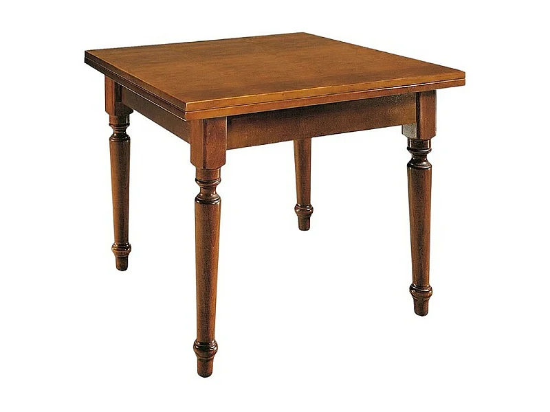 MOBILI 2G - TAVOLO NOCE GAMBA TORNITA 100X100 ALLUNGABILE A LIBRO (14)