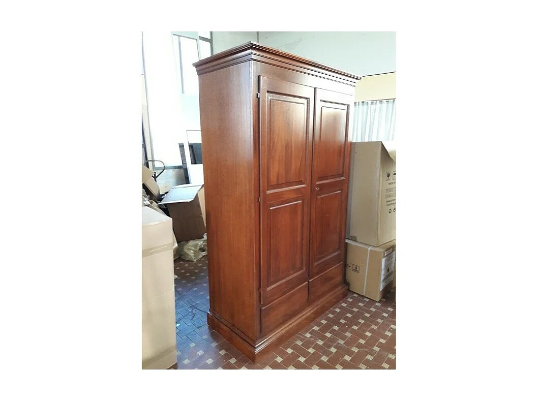 MOBILI 2G - Armadio 2 Ante In Legno Massello Tinta noce 125 X 61 X 200 (246)