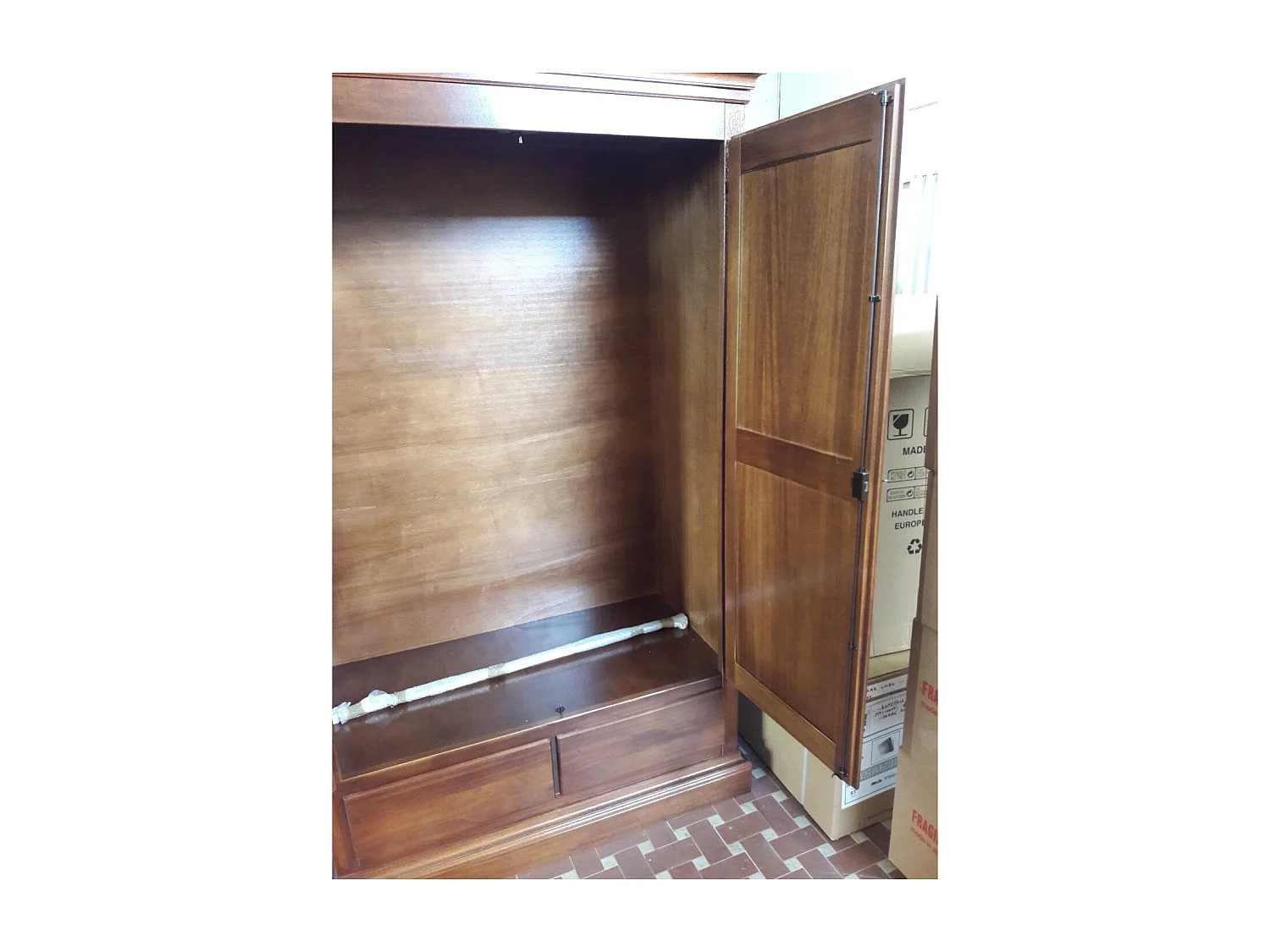 MOBILI 2G - Armadio 2 Ante In Legno Massello Tinta noce 125 X 61 X 200 (246)