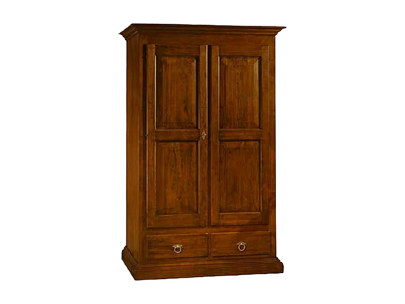 MOBILI 2G - Armadio 2 Ante In Legno Massello Tinta noce 125 X 61 X 200 (246)