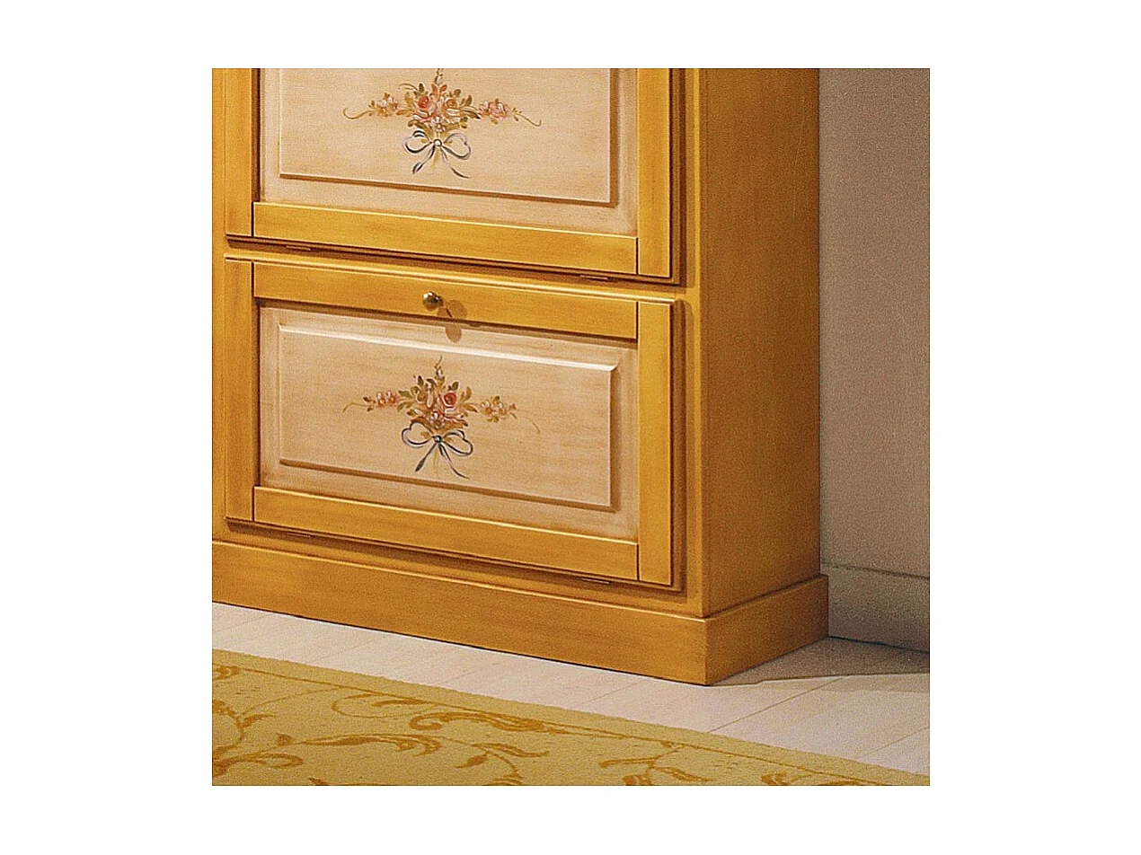 MOBILI 2G -  SCARPIERA 2 ANTE IN LEGNO MASSELLO GIALLO/BLU L.80 x P.30 H.93 (1217)